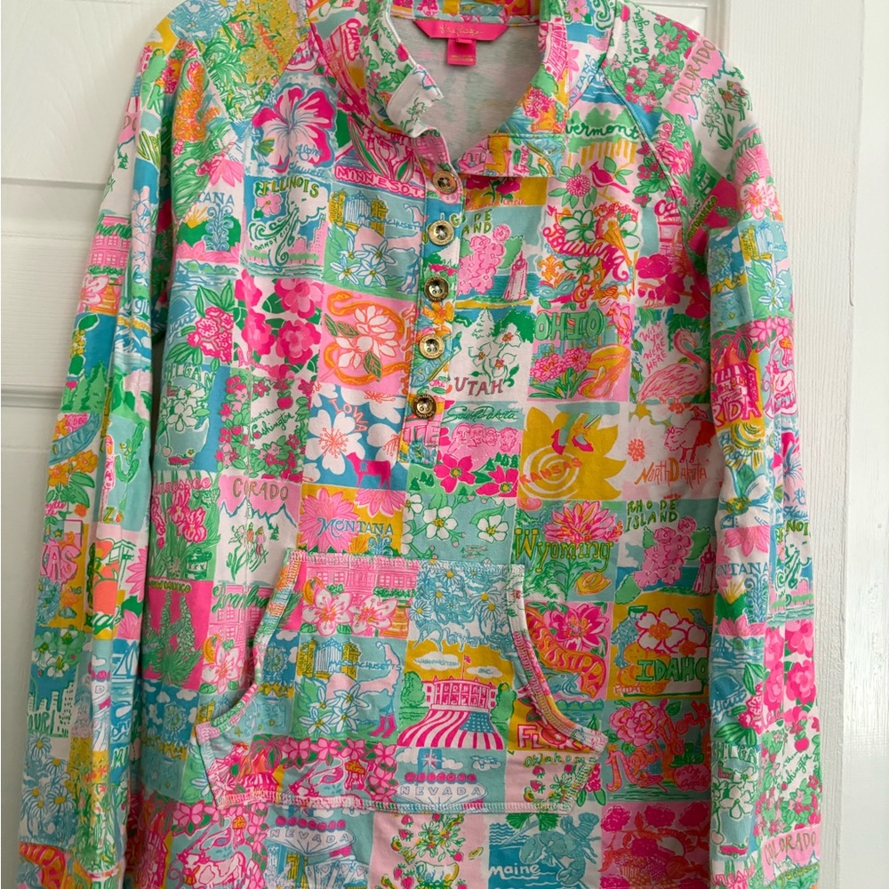 EUC Lilly Pulitzer Size M Captain Popover with States Patchwork